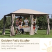 GAZEBO IN METALLO CON 6 PARETI 400 X 300 X 264 CM COLORE BEIGE 