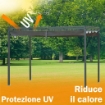 GAZEBO PERGOLA CON TELO SCORREVOLE PER ESTERNI 298 X 213 X 222 CM