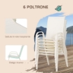 SET DA GIARDINO 8 PEZZI CON SEDIE OMBRELLONE E TAVOLO CON PIANO IN VETRO