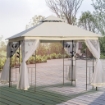 GAZEBO DA ESTERNO CON ZANZARIERA E DOPPIO TETTUCCIO 3 X 4 M BIANCO