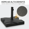 BASE PER OMBRELLONE IN PLASTICA DA 20KG PER PALI DA 30-35-38MM COLORE NERO