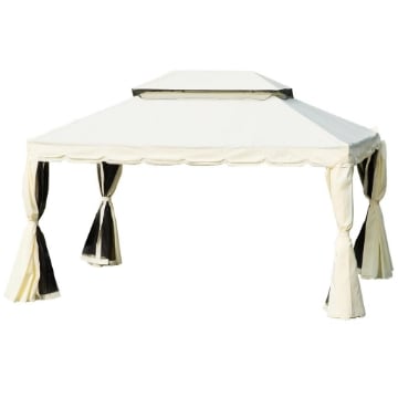GAZEBO CON DOPPIO TETTO, ZANZARIERE, TENDE, BIANCO CREMA 3 X 4 M