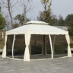 GAZEBO CON DOPPIO TETTO, ZANZARIERE, TENDE, BIANCO CREMA 3 X 4 M