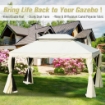 GAZEBO CON DOPPIO TETTO, ZANZARIERE, TENDE, BIANCO CREMA 3 X 4 M
