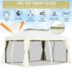 GAZEBO CON DOPPIO TETTO, ZANZARIERE, TENDE, BIANCO CREMA 3 X 4 M