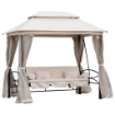 DONDOLO RECLINABILE GAZEBO CON DIVANO DONDOLO A 3 POSTI E ZANZARIERA BEIGE