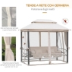 DONDOLO RECLINABILE GAZEBO CON DIVANO DONDOLO A 3 POSTI E ZANZARIERA BEIGE