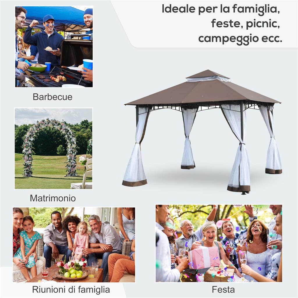 MASTERCANOPY Gazebo Pieghevole 3x3m Con 1 Parete Laterale – Grigio Scuro, Struttura Acciaio, UPF 50+