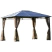 GAZEBO DA GIARDINO CON ZANZARIERA TETTO POLICARBONATO 3.6 X 3 M MARRONE