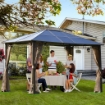 GAZEBO DA GIARDINO CON ZANZARIERA TETTO POLICARBONATO 3.6 X 3 M MARRONE