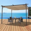 GAZEBO PERGOLA CON PARASOLE RETRAIBILE 350 X 350 X 230 CM BEIGE