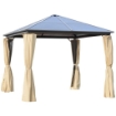 GAZEBO DA GIARDINO CON TETTO IN POLICARBONATO 2.94 X 2.94 M CAFFÈ E KHAKI