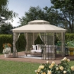 GAZEBO DA GIARDINO IN METALLO CON ZANZARIERATETTO 2 LIVELLI IN POLIESTERE BEIGE