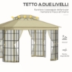 GAZEBO DA GIARDINO IN METALLO CON ZANZARIERATETTO 2 LIVELLI IN POLIESTERE BEIGE