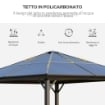 GAZEBO CON TETTO IN POLICARBONATO STRUTTURA IN ALLUMINIO 2.94 X 2.94 M CAFFÈ