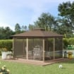 GAZEBO CON ZANZARIERA DOPPIO TETTO STRUTTURA METALLO E MENSOLE 3.65 X 3 M