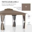 GAZEBO CON ZANZARIERA DOPPIO TETTO STRUTTURA METALLO E MENSOLE 3.65 X 3 M