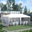 GAZEBO DA ESTERNO TENDE REMOVIBILI 585 X 295 X 270 CM BIANCO