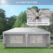 GAZEBO DA ESTERNO TENDE REMOVIBILI 585 X 295 X 270 CM BIANCO