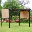 GAZEBO PERGOLA DA GIARDINO IN ACCIAIO TENDE REGOLABILI 305 X 305 X 220 CM