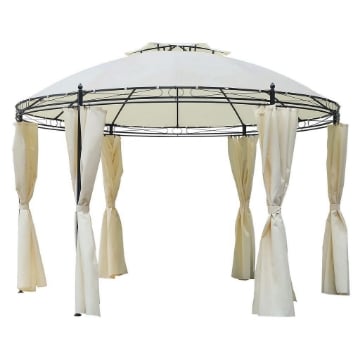 GAZEBO DA GIARDINO ROTONDO CON DOPPIO TETTUCCIO 350 X 275 CM BIANCO