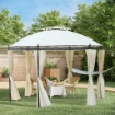 GAZEBO DA GIARDINO ROTONDO CON DOPPIO TETTUCCIO 350 X 275 CM BIANCO