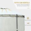 GAZEBO DA GIARDINO ROTONDO CON DOPPIO TETTUCCIO 350 X 275 CM BIANCO