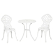 SET DA GIARDINO IN ALLUMINIO BIANCO 2 SEDIE 45X42X85.5 CM E TAVOLINO ROTONDO Ø61X66.5 CM
