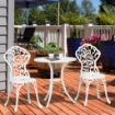 SET DA GIARDINO IN ALLUMINIO BIANCO 2 SEDIE 45X42X85.5 CM E TAVOLINO ROTONDO Ø61X66.5 CM