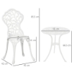 SET DA GIARDINO IN ALLUMINIO BIANCO 2 SEDIE 45X42X85.5 CM E TAVOLINO ROTONDO Ø61X66.5 CM