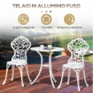 SET DA GIARDINO IN ALLUMINIO BIANCO 2 SEDIE 45X42X85.5 CM E TAVOLINO ROTONDO Ø61X66.5 CM