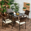 SET DA ESTERNI IN RATTAN PE CON TAVOLO E 4 SEDIE IN COLORE MARRONE