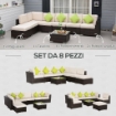 SALOTTO DA GIARDINO CON 8 PEZZI COMPONIBILI IN RATTAN MARRONE E BEIGE