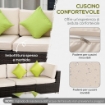 SALOTTO DA GIARDINO CON 8 PEZZI COMPONIBILI IN RATTAN MARRONE E BEIGE