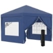GAZEBO DA GIARDINO PIEGHEVOLE CON CORDE E PICCHETTI 2.95 X 2.95 X 2.58 M BLU