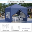 GAZEBO DA GIARDINO PIEGHEVOLE CON CORDE E PICCHETTI 2.95 X 2.95 X 2.58 M BLU