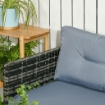 SALOTTO DA GIARDINO CON DIVANETTO CHAISE LONGUE E TAVOLINO IN RATTAN CON CUSCINI GRIGIO