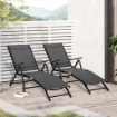SET 2 SDRAIO DA GIARDINO PIEGHEVOLI CON SCHIENALE REGOLABILE 64X134X95 CM NERO