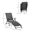 SET 2 SDRAIO DA GIARDINO PIEGHEVOLI CON SCHIENALE REGOLABILE 64X134X95 CM NERO