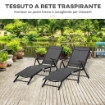 SET 2 SDRAIO DA GIARDINO PIEGHEVOLI CON SCHIENALE REGOLABILE 64X134X95 CM NERO