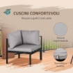 SET DA  GIARDINO CON DIVANO, POLTRONA E TAVOLINO DA CAFFÈ IN VETRO GRIGIO