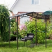 GAZEBO DA GIARDINO CON TETTO IN PC E MENSOLE LATERALI 246 X 149 X 230 CM NERO