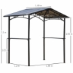 GAZEBO DA GIARDINO CON TETTO IN PC E MENSOLE LATERALI 246 X 149 X 230 CM NERO