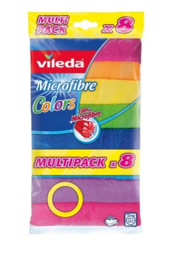  Vileda Microfibre Colors, Panni in Microfibra, Lavabili in  Lavatrice, Riutilizzabili, Multicolore, 30x30 cm, 8 Pezzi