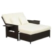 DIVANETTO DA GIARDINO CON PANCA POGGIAPIEDI IN RATTAN PE MARRONE