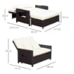 DIVANETTO DA GIARDINO CON PANCA POGGIAPIEDI IN RATTAN PE MARRONE