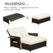 DIVANETTO DA GIARDINO CON PANCA POGGIAPIEDI IN RATTAN PE MARRONE