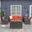 MOBILI DA GIARDINO 6 PEZZI IN RATTAN DIVANI POLTRONE TAVOLI CONTENITORE