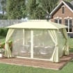 GAZEBO CON DOPPIO TETTUCCIO PARETI IN POLIESTERE 3.95 X 2.95 M BEIGE