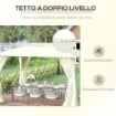 GAZEBO CON DOPPIO TETTUCCIO PARETI IN POLIESTERE 3.95 X 2.95 M BEIGE